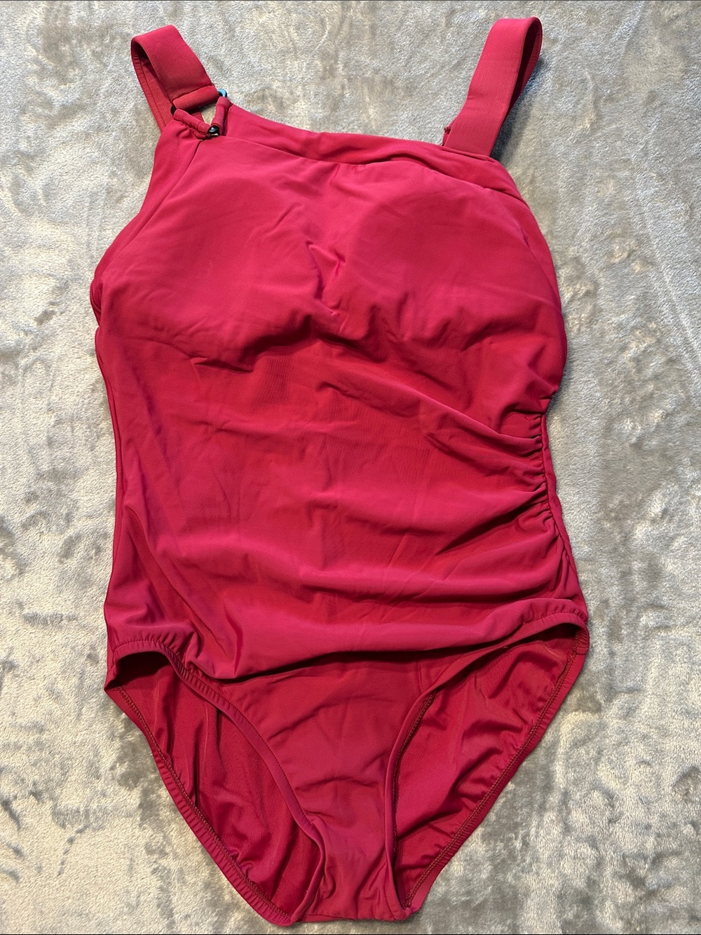 NWTS Aqua Green Deep Red/Maroon One-Piece Swimsuit Sz L